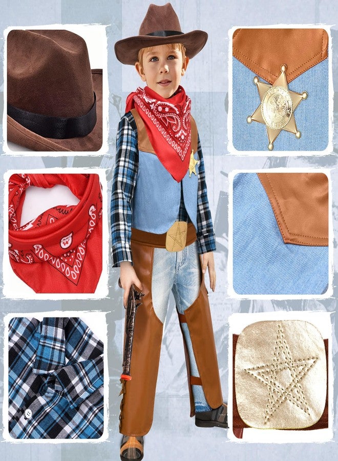 G.C 6 PCS Boys Cowboy Costume Kids Dress Up Outfits Toddler Cowboy Hat Vest Halloween Cosplay Role Play Party Birthday Gifts - Image 3